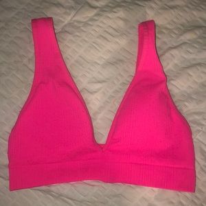 A neon pink Pink Victoria Secret bra